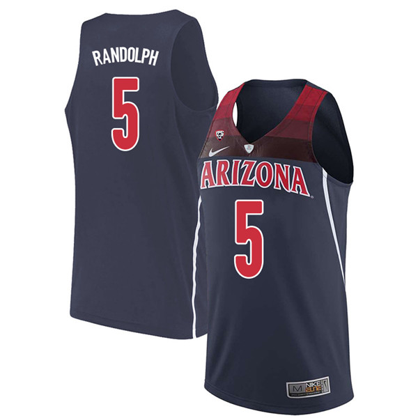 2018 Men #5 Brandon Randolph Arizona Wildcats College Basketball Jerseys Sale-Navy